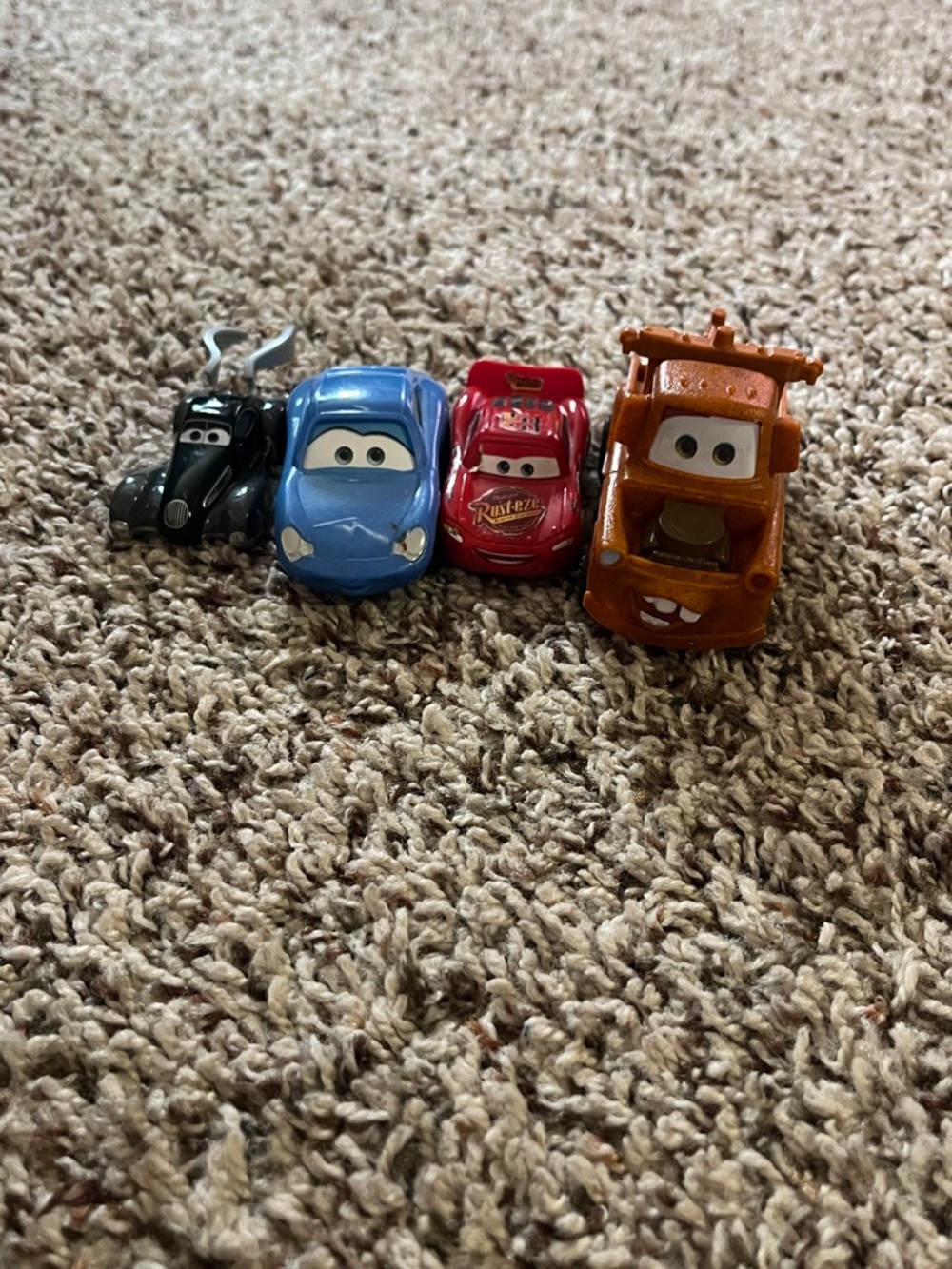 Disney Cars Character Vehicle Set - Red, Blue, Black, Brown